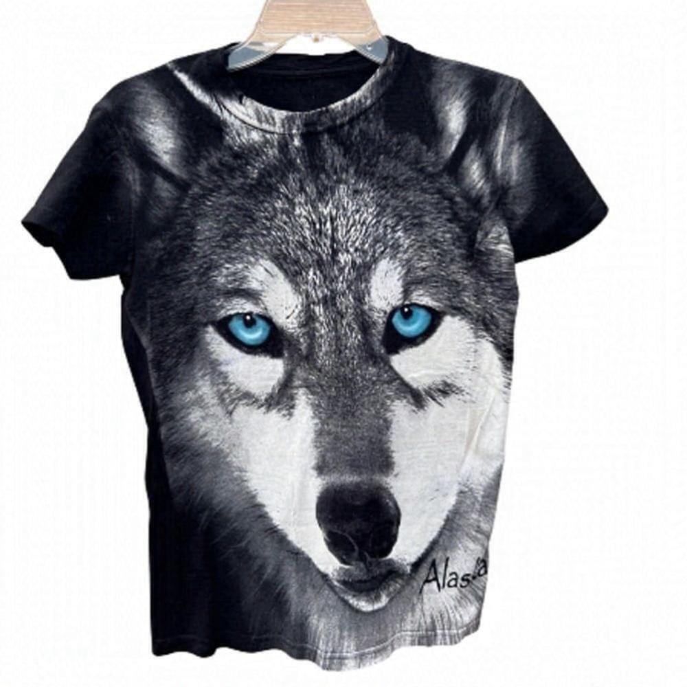Wolf Graphic Tee - Black with Blue Eyes